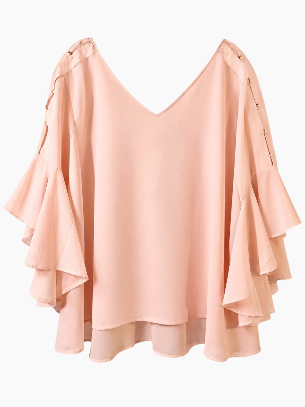 Lane Bryant Blush/Peach Bell Sleeve Tie Back Blouse Women’s Plus SZ 22/24